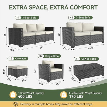 Aoxun 10 Piece Outdoor Patio Furniture Set 7 Seats, Outdoor Sectional - Image 9