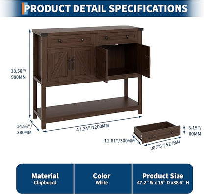 Rustic 47-Inch Wood Coffee Bar Storage Cabinet - Image 2