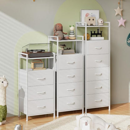 Somdot Nightstand with 3 Drawers, Dresser with Fabric Bins - Image 8