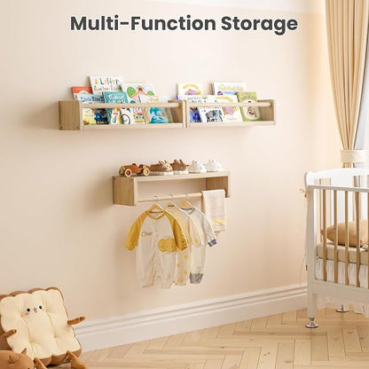 upsimples 2 Pack Nursery Book Shelves, 15.7 Inch Floating Bookshelves - Image 6