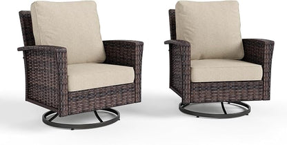 HERA'S HOUSE Outdoor Furniture, 2 x High Back Swivel Patio Chairs - Image 8