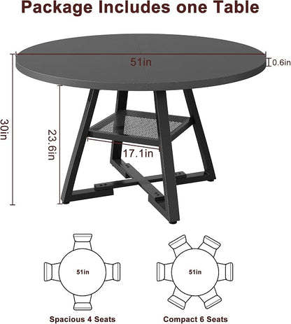 Jocoevol 51'' Round Dining Table, Kitchen Dining Room Circle Dinner Pedestal - Image 2