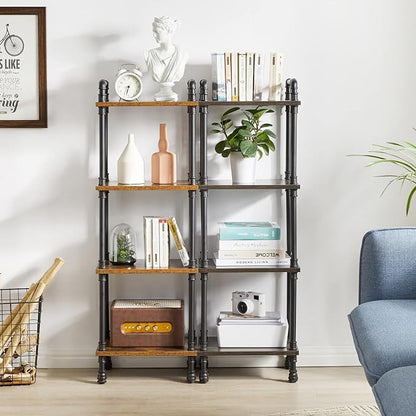 IBUYKE Industrial Pipe Ladder Shelf, 4-Tier Vintage Style Book Shelf, Free - Image 5