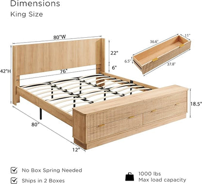 T4TREAM Fluted King Size Bed Frame - Image 2