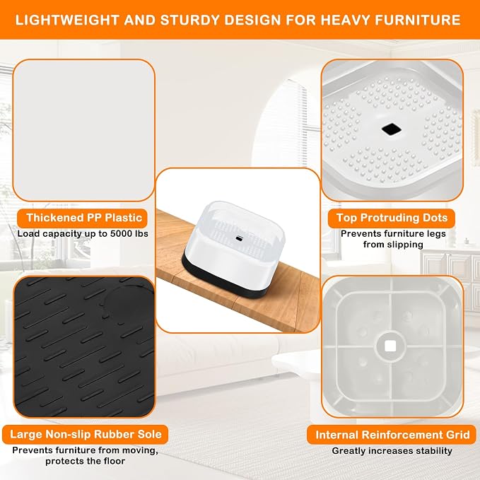 shouwuhho 9 Pack Furniture Risers Adjustable Bed Risers Heavy Duty Lifts Height - Image 5