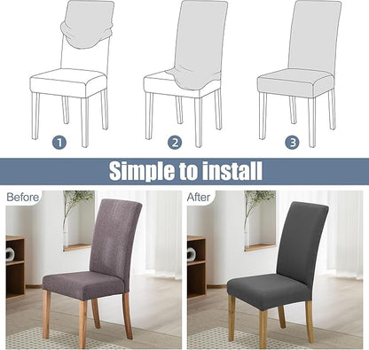 BIETYONE Stretch Dining Chair Covers Set of 4, Soft Removable Washable Kitchen - Image 4