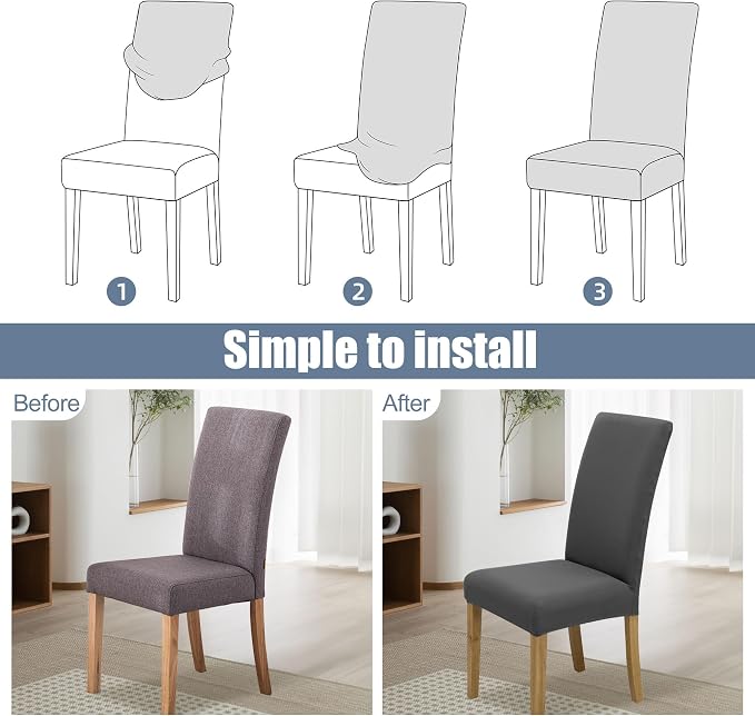BIETYONE Stretch Dining Chair Covers Set of 2, Soft Removable Washable Kitchen - Image 4