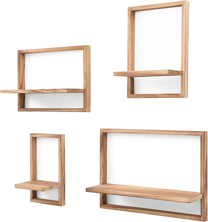 PHOENANCEE Square Floating Shelves, Framed Wall Shelf Decorative Set of 4 - Image 8