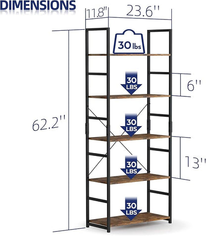 NUMENN 5 Tier Bookshelf, Modern Book Shelf - Image 3