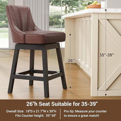 YaFiti Swivel Bar Stools Set of 4, 26 Inch Counter Height Bar Stools - Image 6