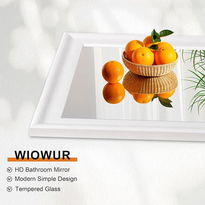 White Mirror for Bathroom, Rectangle Rustic 30 x 36 inch Vanity Mirror for Wall - Image 4