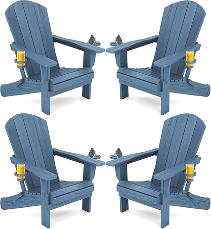 SERWALL Folding Adirondack Chair, HDPE Adirondack Chairs Set of 4, Plastic by SERWALL