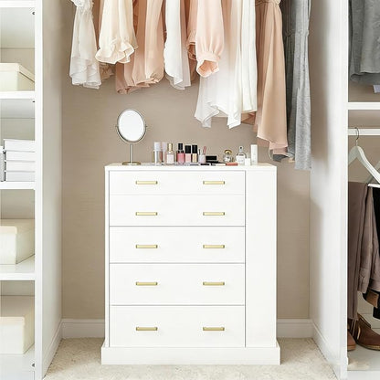 Drawer Dresser with LED Lights and Open Shelves, Modern Tall Chest of Drawers - Image 3