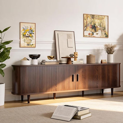 70" Mid Century Modern TV Stand, Wood TV Consoles - Image 8