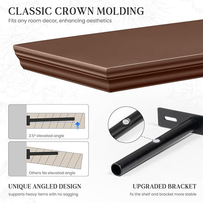 Fun Memories Floating Shelves 36 Inch Long, 9.3 Inch Deep Classic Crown Molding - Image 3