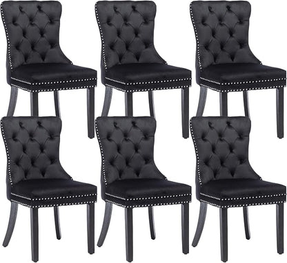 KCC Velvet Dining Chairs Set of 6, Upholstered High-end Tufted Dining Room Chair by KCC