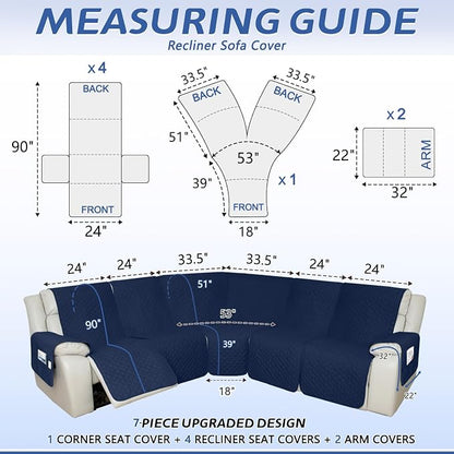 Arfntevss Recliner Sectional Couch Covers 1OO% Waterproof L Shape Sofa Cover - Image 2