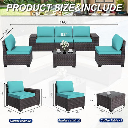 ALAULM 6 Pieces Patio Furniture Set, Oversized Seat/Armrest and High Back - Image 3