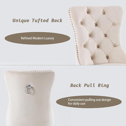 KCC Velvet Dining Chairs Set of 2, Upholstered High-end Tufted Dining Room Chair - Image 5