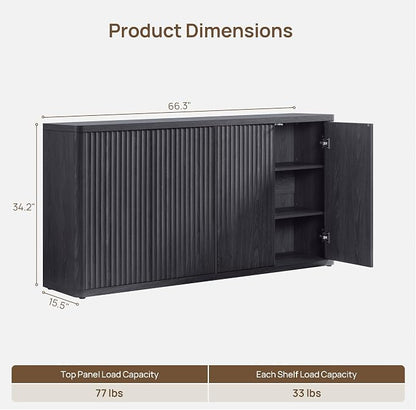 SICOTAS Buffet Cabinet with Storage Accent Sideboard with 4 Doors 66.3" Wide - Image 2