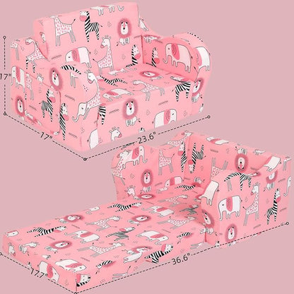 MOMCAYWEX Kids Sofa, 2-in-1 Flip-Out Foam Couch, Foldable Soft Play Lounge Chair - Image 3