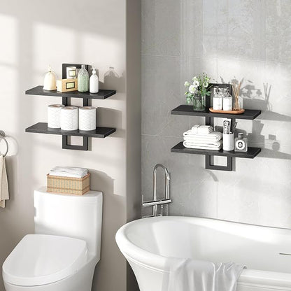 HOOBRO Floating Shelves, 15 Inch Wall Shelf Set of 2, Wall Mounted Storage - Image 4