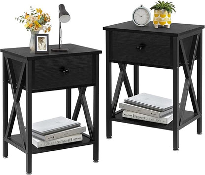 VECELO Nightstands Set of 2, Modern Bedside End Tables, Night Stands by VECELO