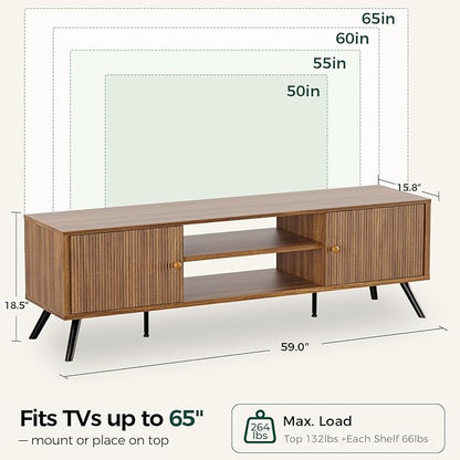 COMHOMA TV Stand for Living Room, Mid Century Modern Entertainment Center for - Image 3