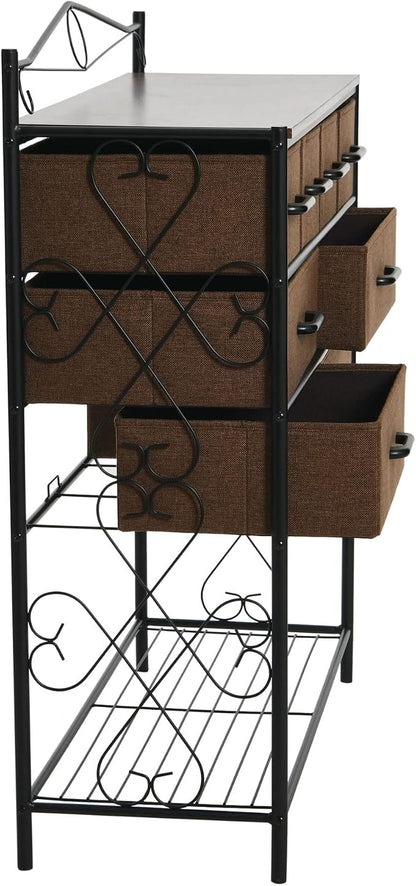 Household Essentials Walnut Iron 8-Drawer Sideboard - Image 5