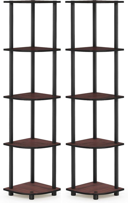 Furinno TURN-N-TUBE Corner Shelf Set of 2, 5-Tier Corner Bookshelf, Open - Image 5