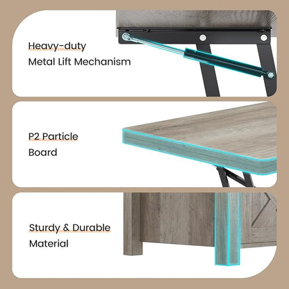 SEDETA Lift Top Coffee Table, 4 in 1 Multi-Function Convertible Coffee Tables - Image 6