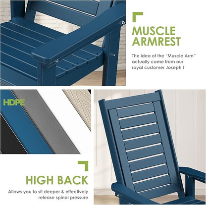 GREENVINES Outdoor Rocking Chairs | Set of 4 | Porch Rocker | HDPE Plastic | - Image 8
