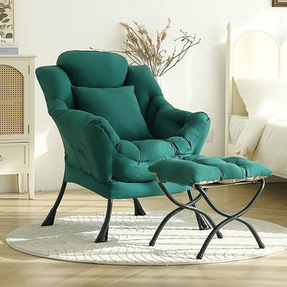 Lazy Chair with Ottoman, Large Accent Chair with Ottoman and a Throw Pillow by HomeEastllyHome