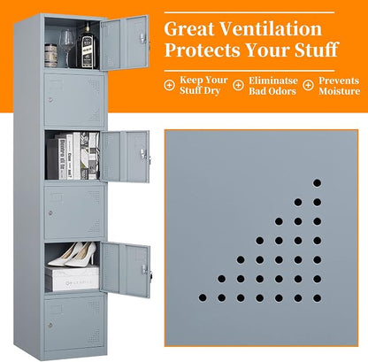 Metal Locker with 6 Doors, Lockable Locker Cabinet - Image 5