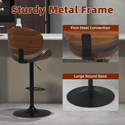 civama Brown Bar Stools Set of 2 - Image 6