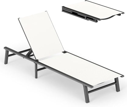 Ciokea Foldable Outdoor Lounge Chair, No Assembly Patio Chaise Lounge Outdoor by CIOKEA