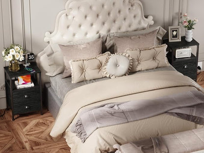 Furologee Nightstands with Charging Station, End Table with LED Lights - Image 8