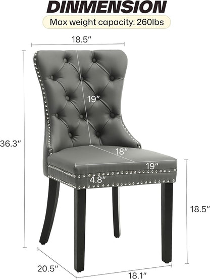 KCC Faux Leather Dining Chairs Set of 4, Upholstered High-end Tufted Dining - Image 3