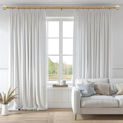 QDWIS Boho Wood Curtain Rods for Windows 66 to 120 inch, Rustic Decorative - Image 2