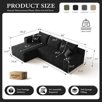 AUGOP 96" Sectional Couches for Living Room Modern Modular Sofa - Image 2