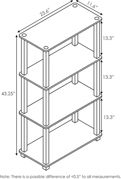 Furinno TURN-S-TUBE Storage Shelves, 4-Tier Book Shelf, Corner Shelf, Toolless - Image 2
