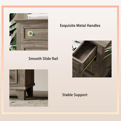 IDEALHOUSE 3 Drawer Dresser, Wooden Storage Chest of Drawers - Image 6