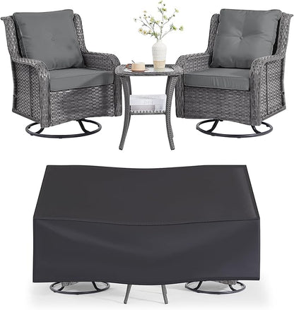 Wumiokio Patio Furniture Sets, 3 Pieces Wicker Outdoor Furniture by Wumiokio
