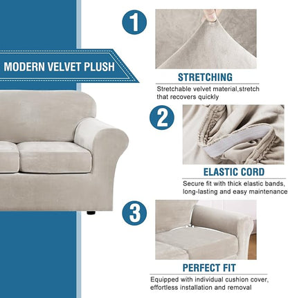 H.VERSAILTEX Rich Polyester Spandex Blend 2 Piece Cover Chair Slipcover Sofa - Image 3