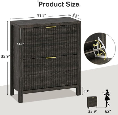 YOMILUVE Shoe Cabinet Storage for Entryway, Fluted Shoe Cabinet - Image 2