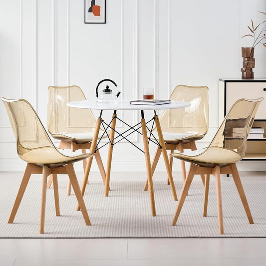 5-Piece Round Dining Table Set, Small Kitchen Table Chairs Set of 4 Space by LECAFURHL