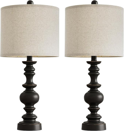 BOBOMOMO 24" Traditional Farmhouse Table Lamp Set of 2, Vintage Resin Lamps - Image 6