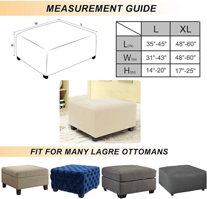 NeColorLife Stretch Ottoman Cover Square Soft Knitted Jacquard Washable Thick - Image 4