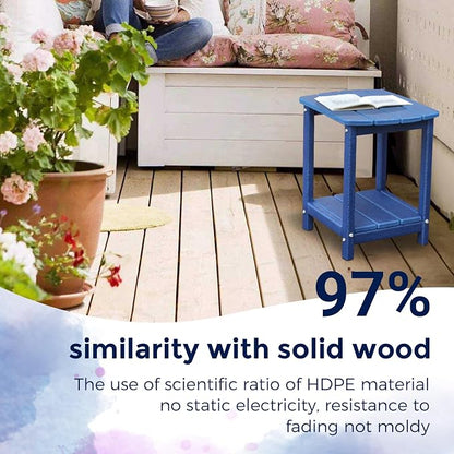 Adirondack Square Outdoor Side Table, 2-Tier Storage Patio Side Table, HDPE End - Image 4
