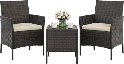 3-Piece Outdoor Furniture Set, PE Rattan Wicker Chairs - Image 7